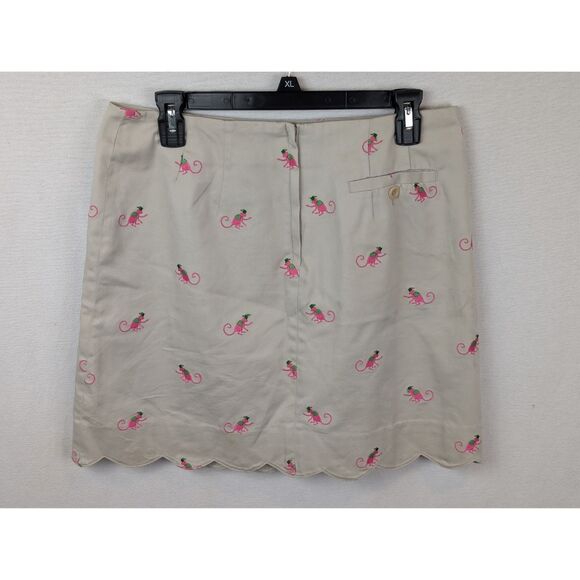 Lilly Pulitzer Monkey Embroidered Lined Tan/Khaki Skirt Women's Size 8 - Picture 5 of 13